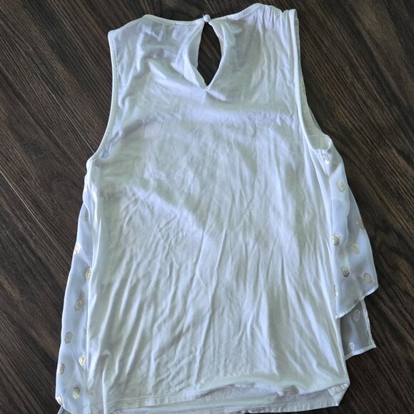 WHITE HOUSE/BLACK MARKET White Tiered Blouse w/ Gold Embellishments NWOT/XXS - Picture 11 of 11